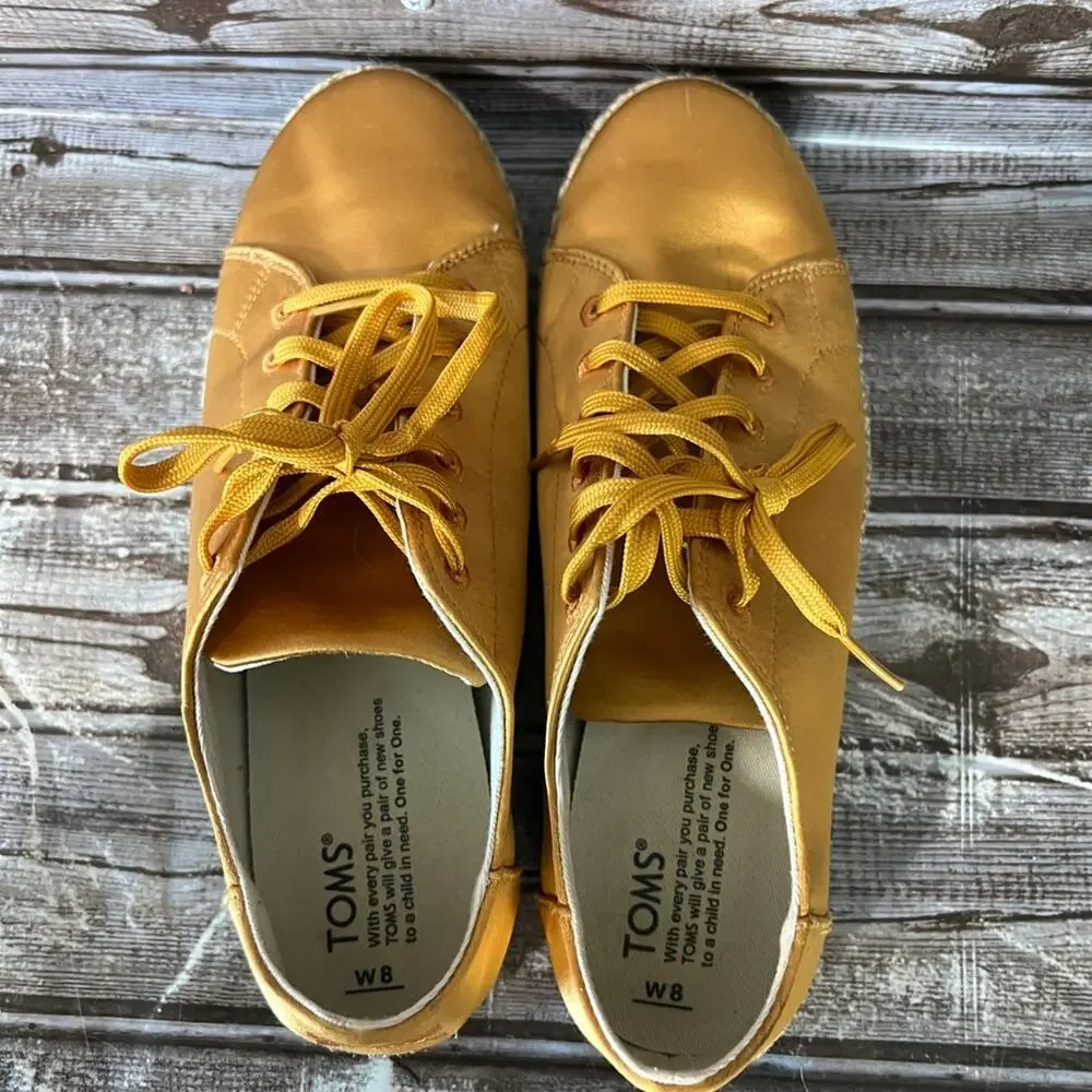 Toms Gold Espadrilles Size 8
